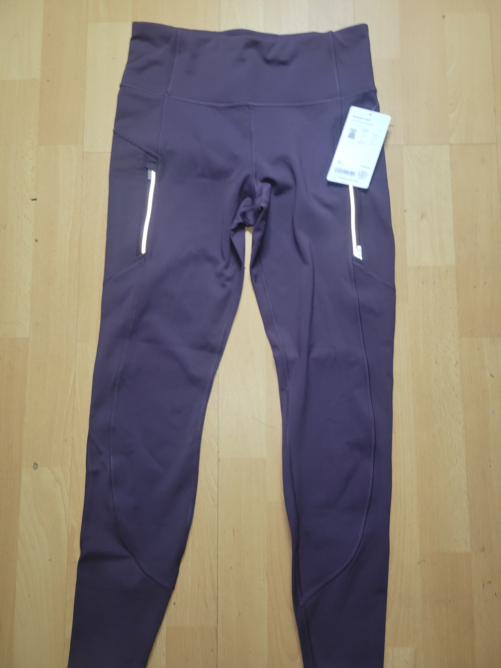 Athleta Deep Plum High-Rise Leggings with Zip Pockets